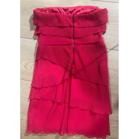Pins and Needles Strapless Ruffle Mini Dress Womens Size M Red Ribbed Party Chic - Picture 6 of 6